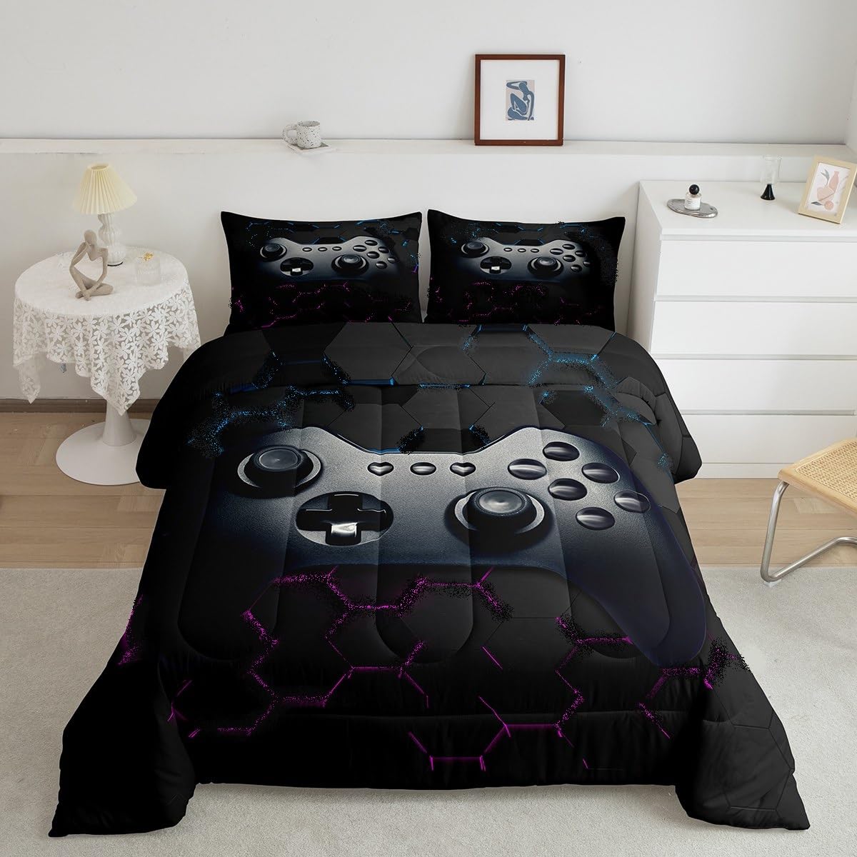 Erosebridal Boys Twin Bedding Sets - Gaming Themed Comforter Set for Kids & Toddlers, Black - Perfect for Bedrooms, Sleepovers & Gaming Rooms