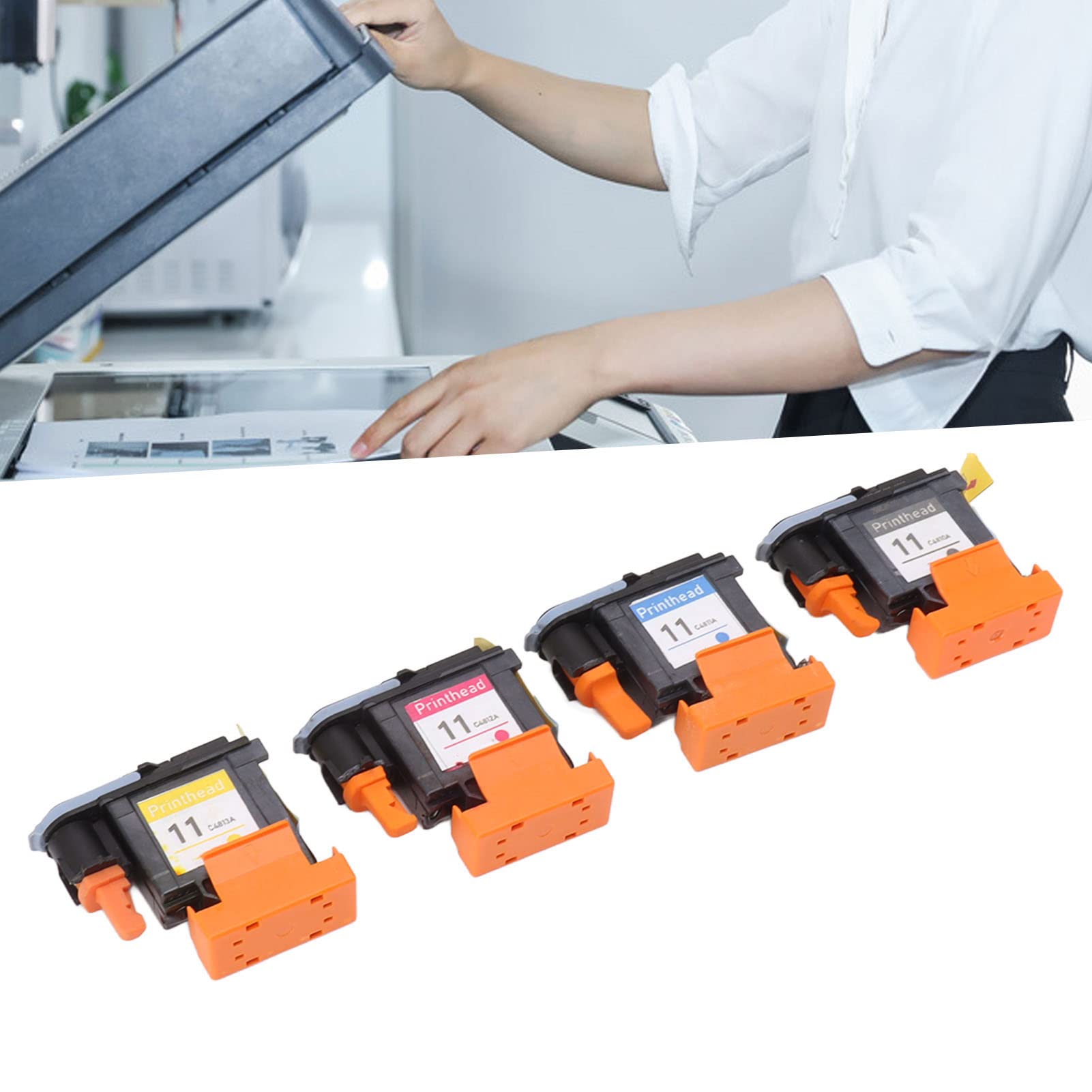 4-Pack HP Designjet Printhead Replacement - Magenta, Black, Cyan, Yellow for HP Designjet 100/110/111/500/510/800/813/850 - Compatible with HP 11 Printhead - Ideal for Large Format Printing, CAD Drawings & Photo Printing
