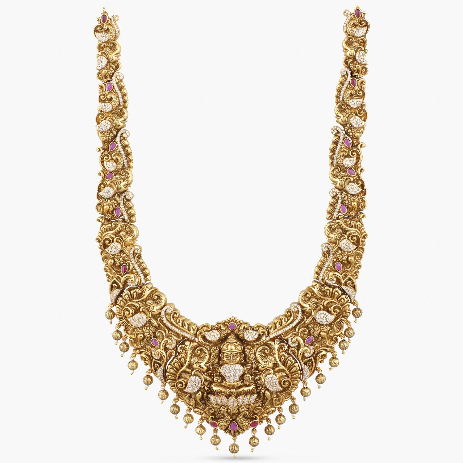 Aashni Antique Temple Bridal Jewelry Set - Gold Plated Indian Wedding Necklace & Earrings for Brides, Ethnic Party Wear, Cultural Festivals