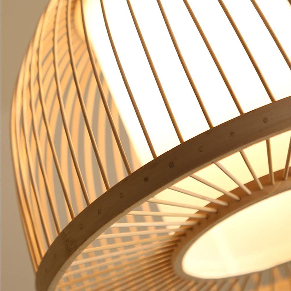 Japanese Style Natural Bamboo Pendant Lamp - Handwoven Rattan Ceiling Light Fixture for Farmhouse, Boho & Asian Decor | Perfect for Living Room, Bedroom, Dining Room & Patio Lighting