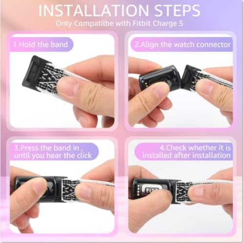 3 Pack Stretchy Nylon Solo Loop Replacement Bands for Fitbit Charge 5 - Comfortable Sport Wristbands for Women & Men - Perfect for Workouts, Running & Daily Wear