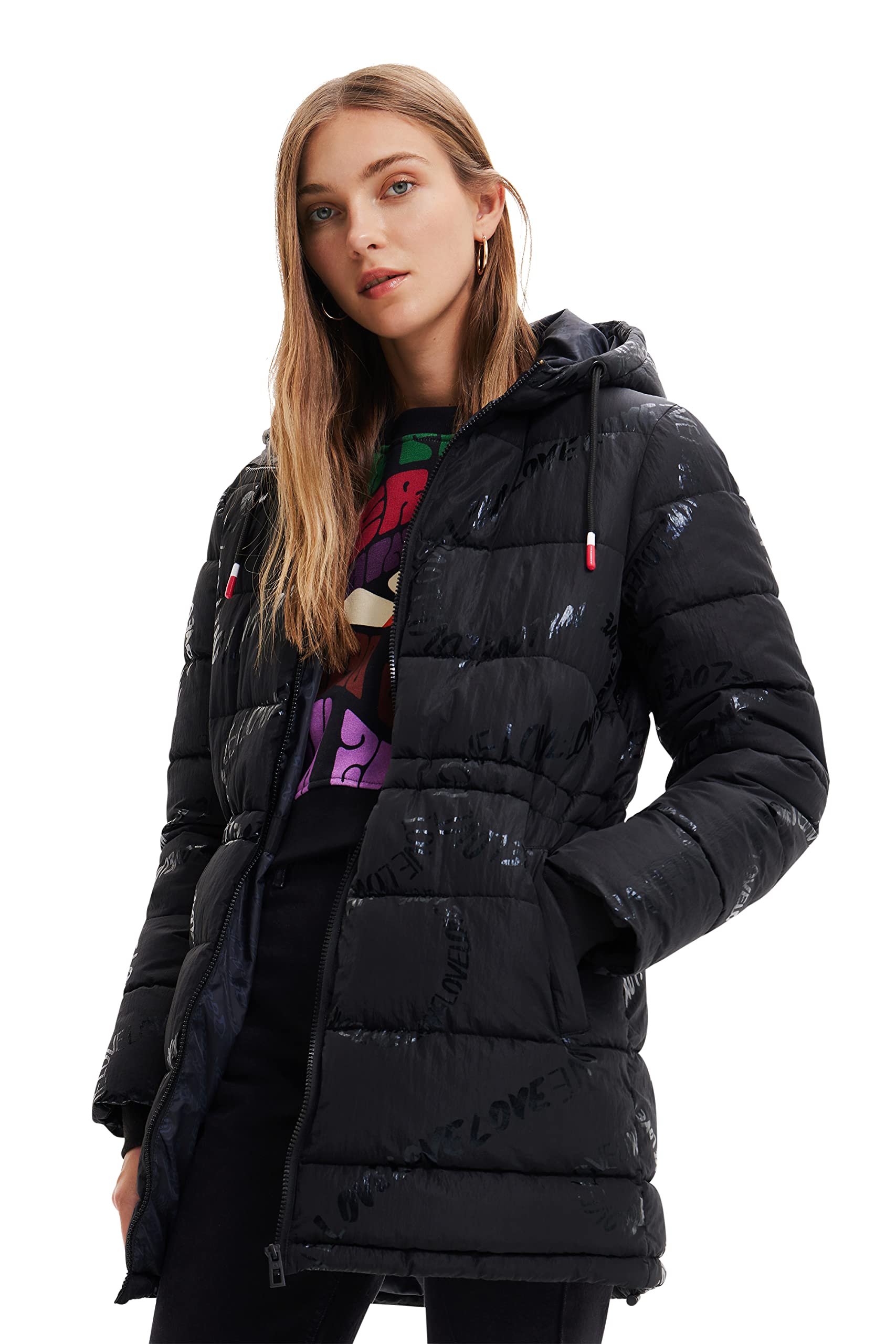 Desigual Women's Padded Long Winter Overcoat - Warm Fleece Lined Trench Coat for Cold Weather, Windproof & Water Resistant | Perfect for Office, Travel & Outdoor Activities
