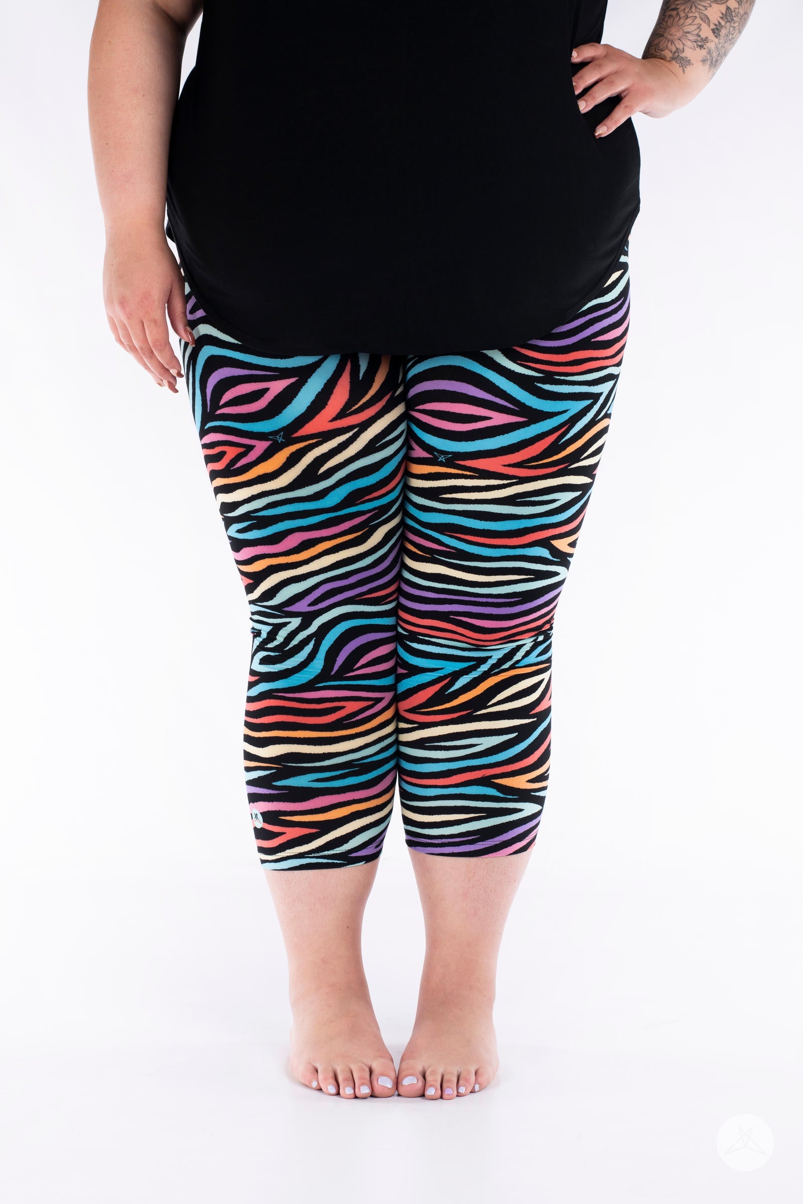 Just My Stripe Crops - Women's High Waisted Yoga Pants with Side Pockets for Workout, Running & Lounge Wear - Comfortable Stretchy Athletic Leggings for Gym & Casual Outfits