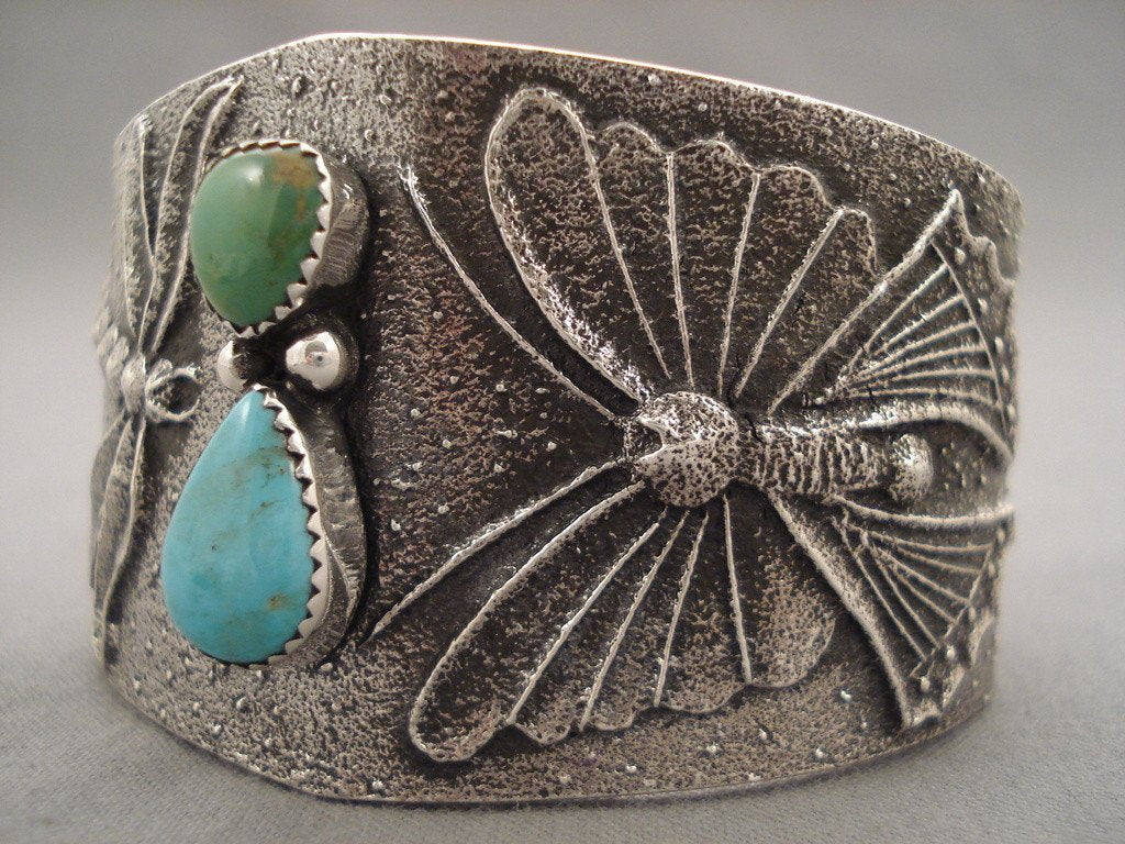 100 Grams Navajo Native American Jewelry - Dragonfly Love Green & Blue Turquoise Bracelet for Women | Handmade Southwest Boho Style | Perfect for Festivals, Weddings & Boho Fashion