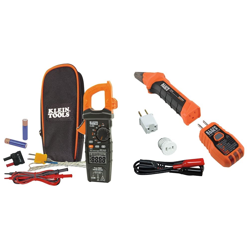 Klein Tools Digital Clamp Meter & Circuit Breaker Finder Kit - 2-Piece Electrical Testing Set with Accessories for Home, HVAC, and Automotive Electrical Repairs