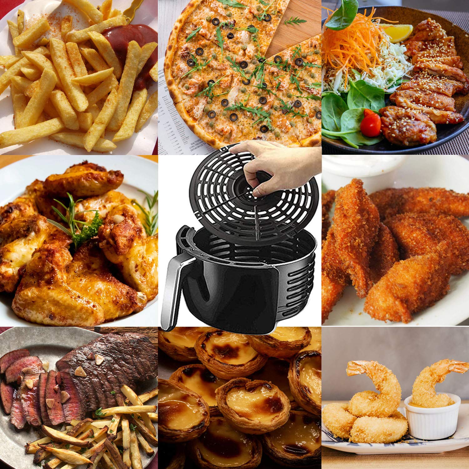 Power Dash Chefman 5QT Air Fryer Replacement Grill Pan - Non-Stick Crisper Plate, Dishwasher Safe (8.46in) - Perfect for Healthy Cooking, Grilling Chicken, Vegetables & More in Your Air Fryer