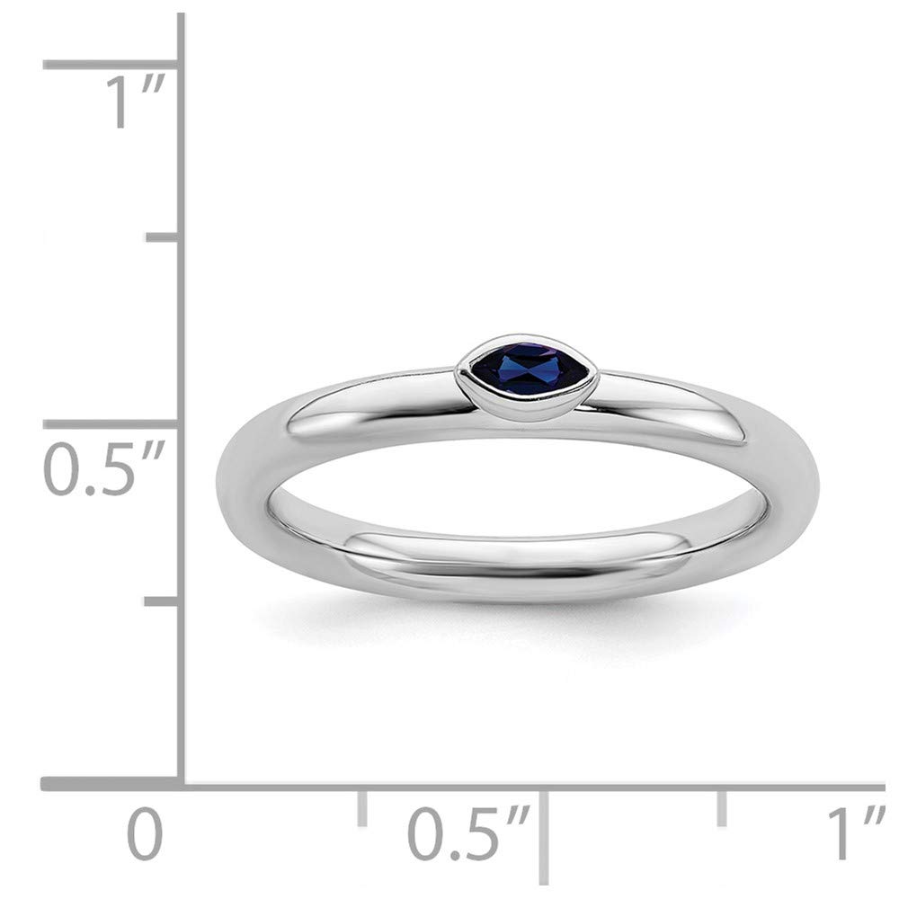 Black Marquise Lab Sapphire Sterling Silver Ring for Stacking & Gifting