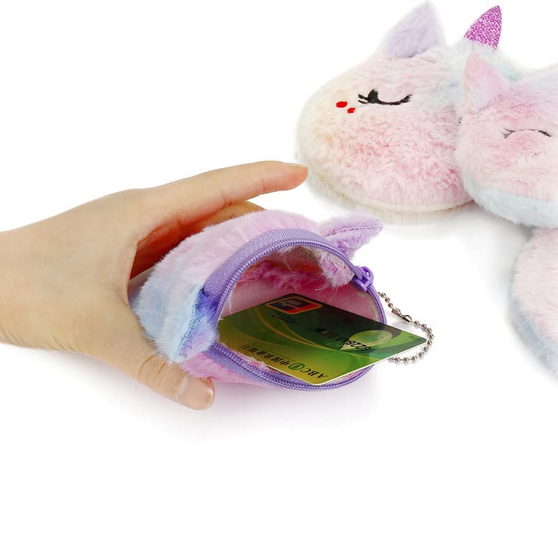 Cute Unicorn Coin Purse Set - 5 Pcs Plush Animal Coin Pouch Wallet for Credit Cards, Keys, Lipstick & Headphones | Perfect Gift for Girls & Women | Ideal for Travel, Shopping & Everyday Use