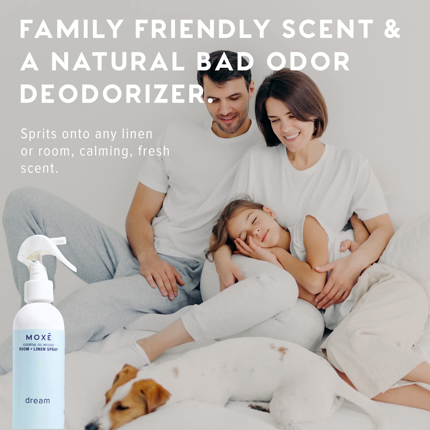 MOXE Dream Linen & Room Spray - Natural Essential Oil Sleep Mist with Lavender, Chamomile & Lemongrass (8oz) | Aromatherapy for Bedding, Pillows & Home Relaxation | Perfect for Bedtime, Yoga & Stress Relief