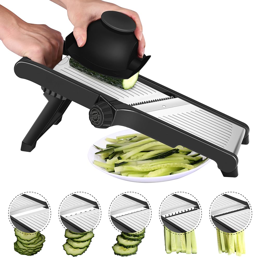 Professional Adjustable Stainless Steel Kitchen Mandolin Slicer - Multi-Function Vegetable & Fruit Cutter (1-9mm Thickness) - Perfect for Meal Prep, Salad Making & Home Cooking