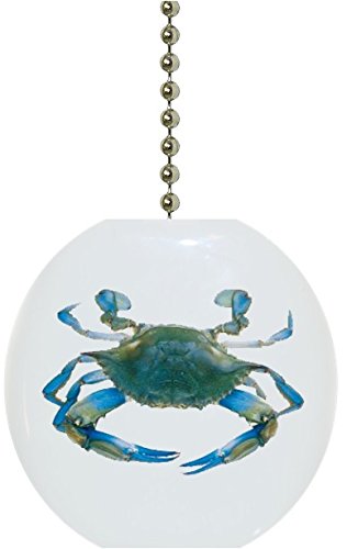 1606F Blue Crab Nautical Ceramic Fan Pull - Coastal Decor for Ceiling Fans, Bathroom & Kitchen - Beach House Accessories