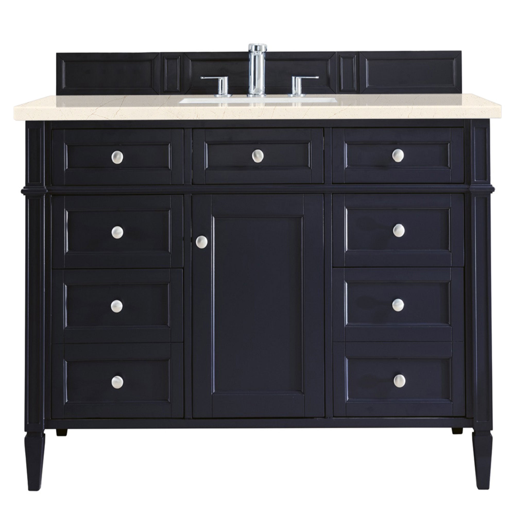 Brittany 48-Inch Single Bathroom Vanity in Victory Blue with 3CM Eternal Marfil Quartz Countertop - Perfect for Modern Master Bathrooms & Guest Suites
