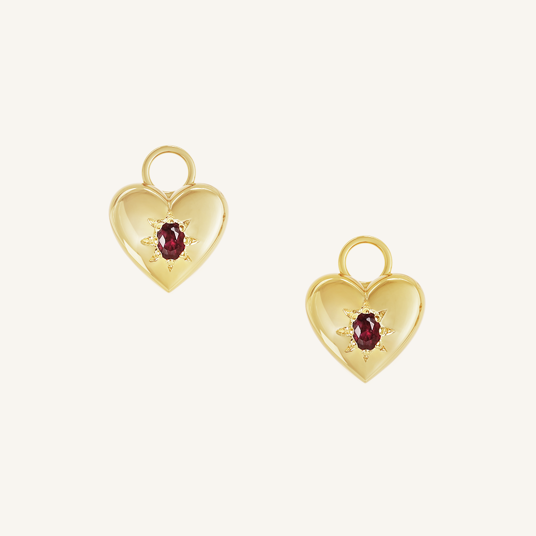 Rouge Heart Hoop Charm Earrings (Set of 2) - Romantic Valentine's Day Gift for Her, Dainty Gold Plated Jewelry for Date Night & Special Occasions