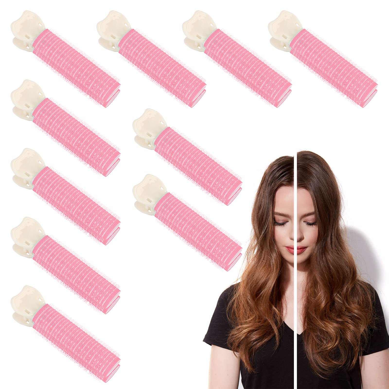 Volumizing Hair Root Clips for Women - 10PCS Pink Hair Rollers for Volume & Lift - DIY Curling Styling Tools for Natural Fluffy Hair - Perfect for Home, Salon, and Party Hairstyles
