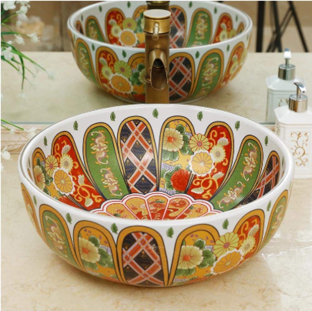 NOALED Hand-Painted Ceramic Countertop Basin - Modern Art Bathroom Sink for Vanity, Powder Room & Guest Bath - Perfect for Contemporary Home Decor & Luxury Spa Style