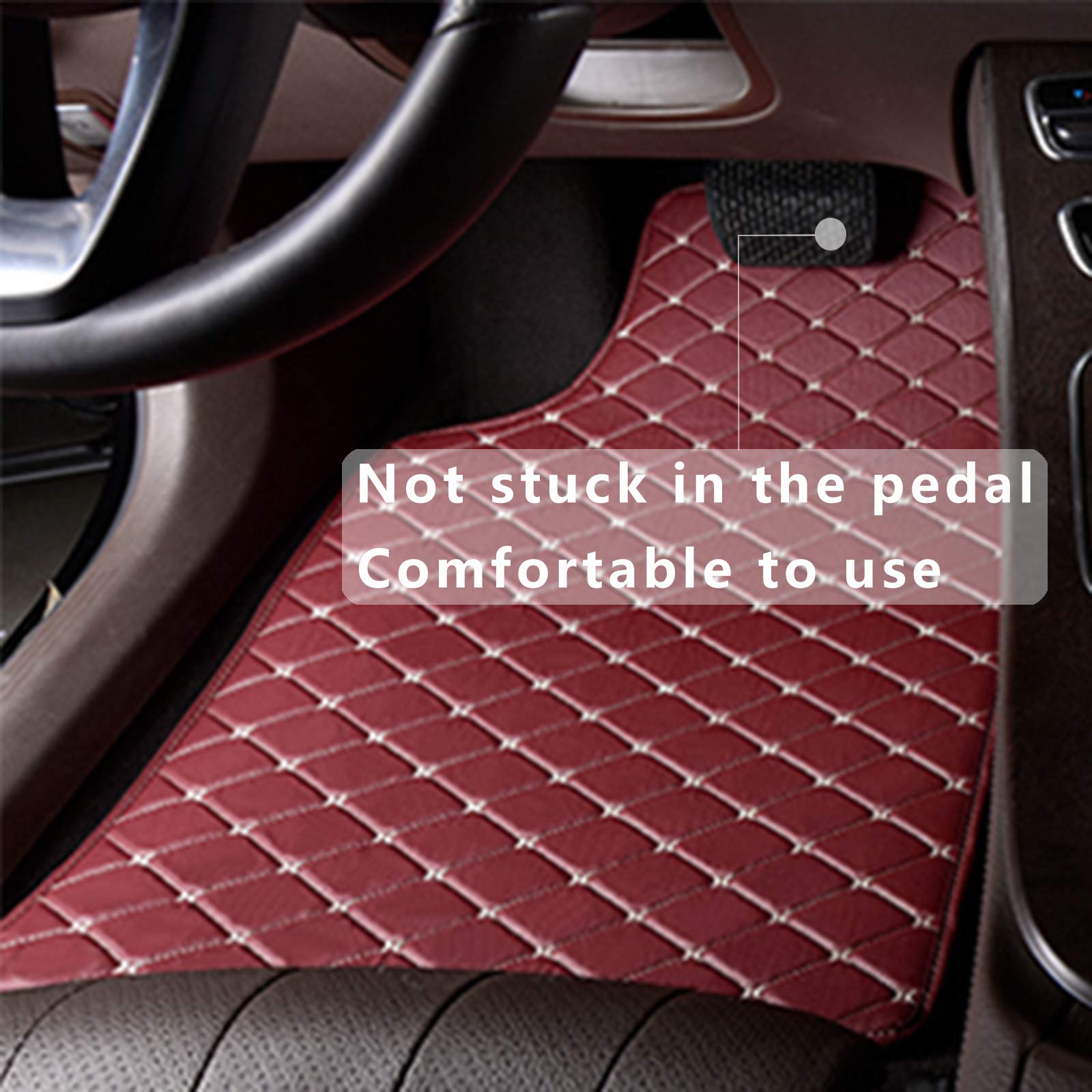5-Piece Universal Leather Car Floor Mats Set - Non-Slip All Weather Protection for SUVs, Trucks & Vans (Front & Rear, Wine Red) | Durable & Stylish Interior Upgrade for Daily Commute & Road Trips