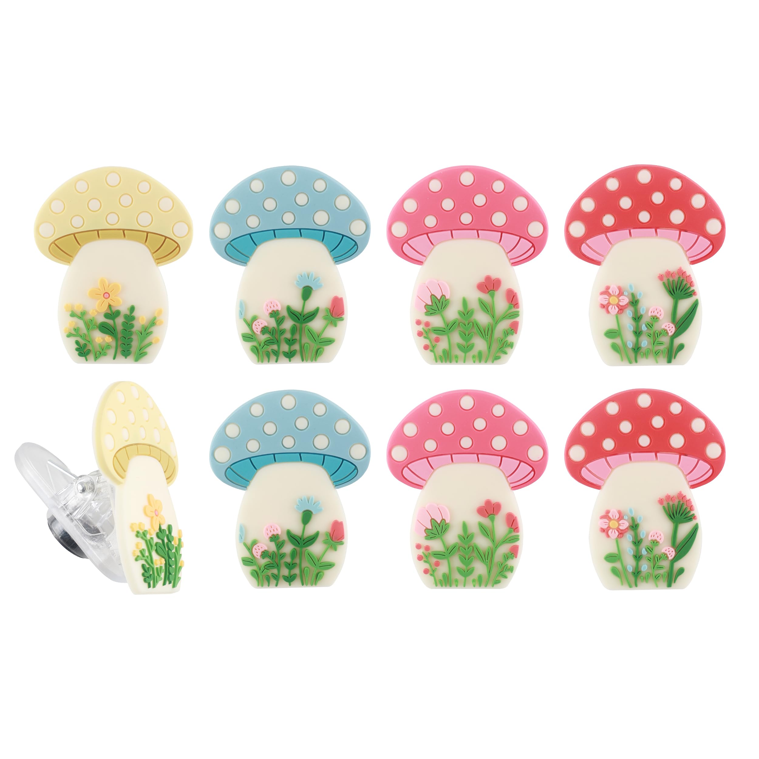 Funny Magnetic Snack Bag Clips for Airtight Food Storage - 8 Pack Cute Floral Mushroom Kitchen Clips for Chips, Cereal & Snacks | Perfect for Pantry Organization & Travel