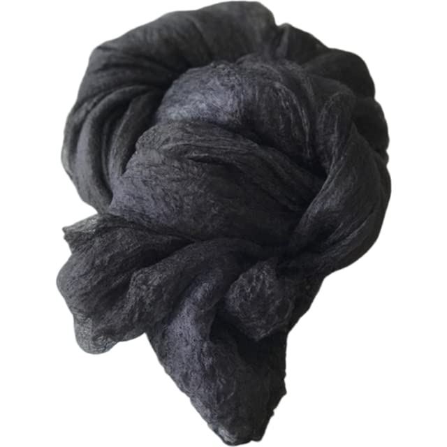 Natural Black Margilan Silk Gauze Fabric for Nuno Felting - Hand Dyed Silk for Scarves, Crafts & Felting Supplies (3 Meters) - Perfect for DIY Projects, Silk Scarves & Textile Art Creations