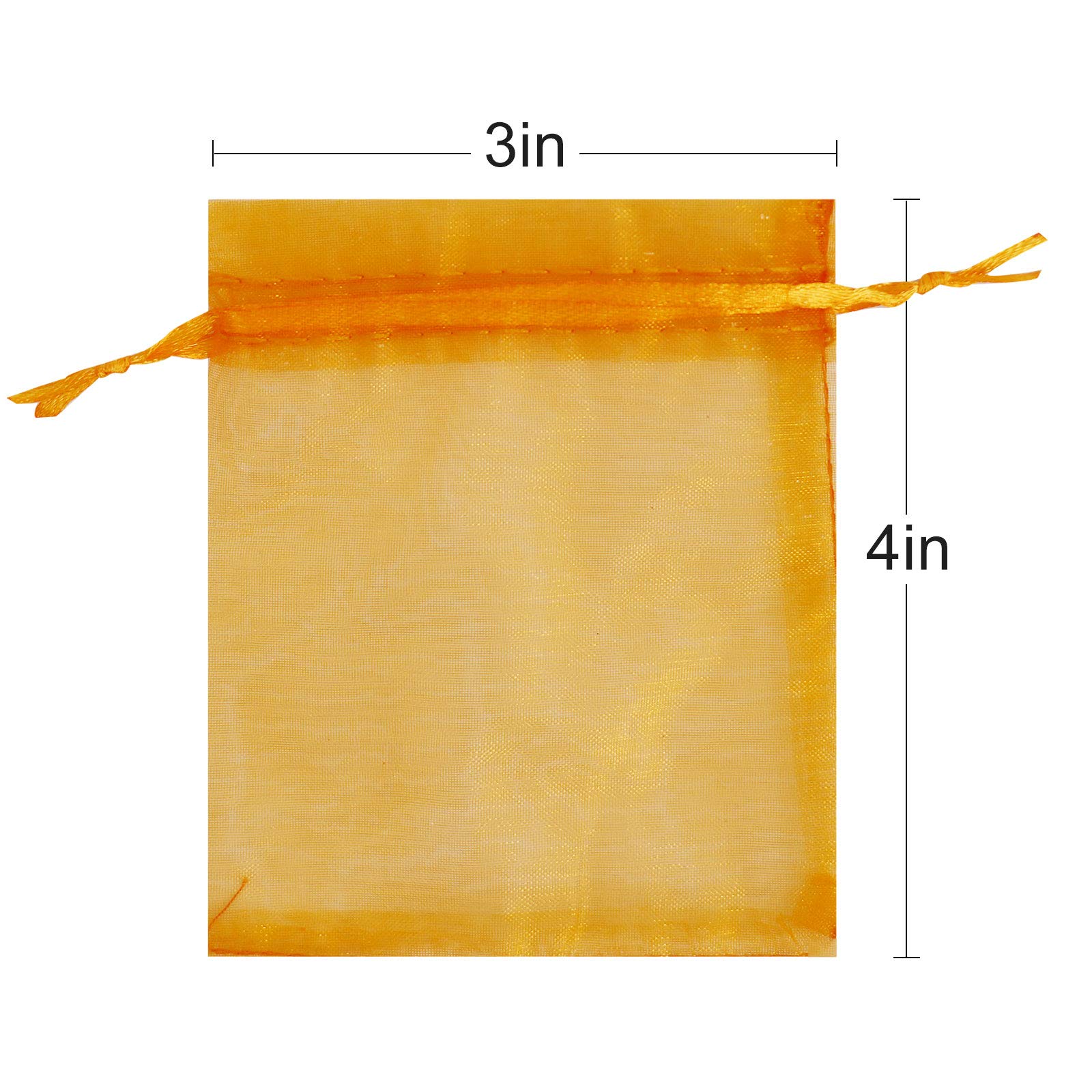 100Pcs 3x4 Inch Orange Organza Gift Bags with Drawstring - Small Mesh Bags for Christmas Favors, Wedding Party Favors, Jewelry Packaging & DIY Crafts