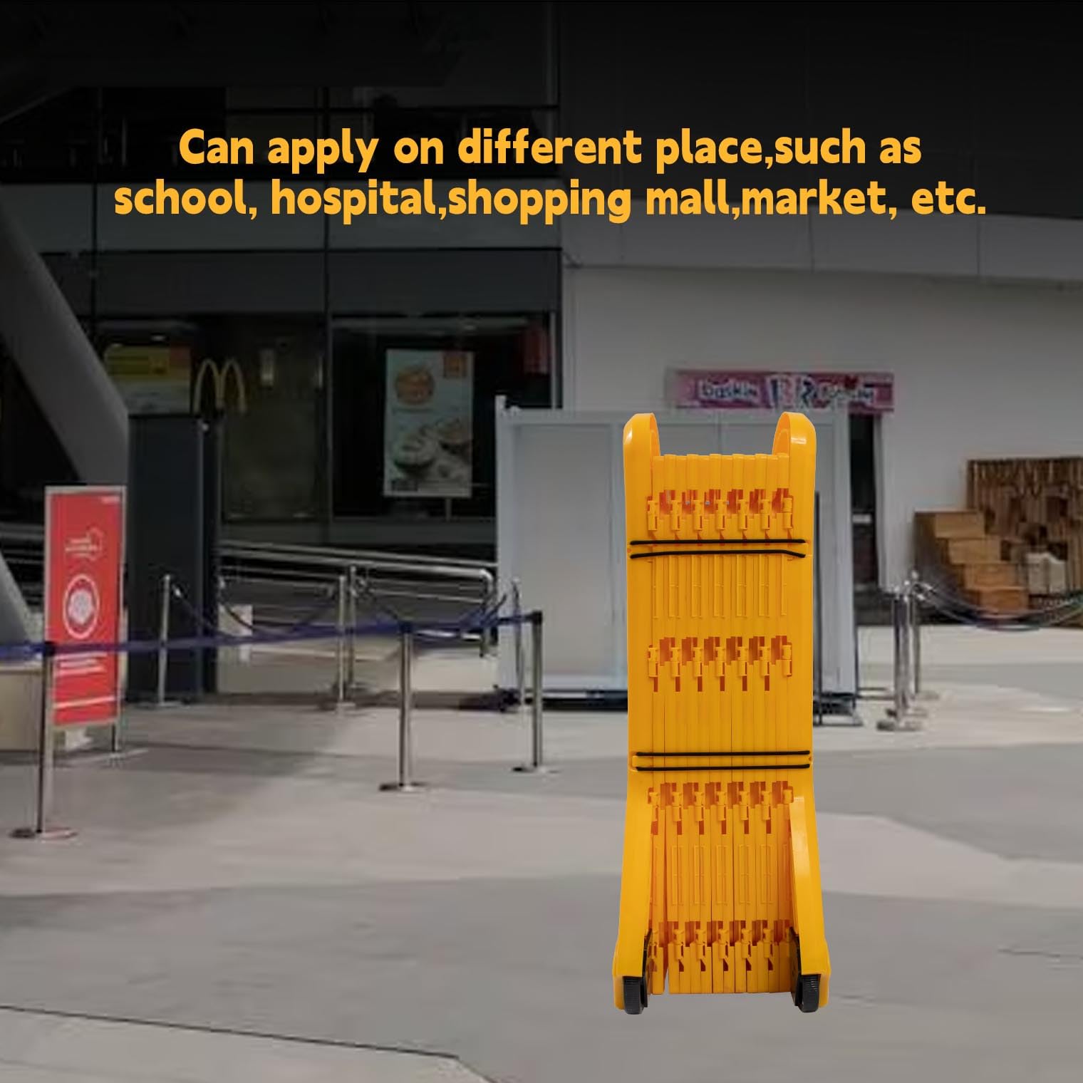 13-Foot Extendable Commercial Safety Barriers with Locking Straps - Folding Portable Plastic Barricade for Construction, Traffic Control & Driveway Gates | Ideal for Crowd Management, Event Safety & Parking Lot Security