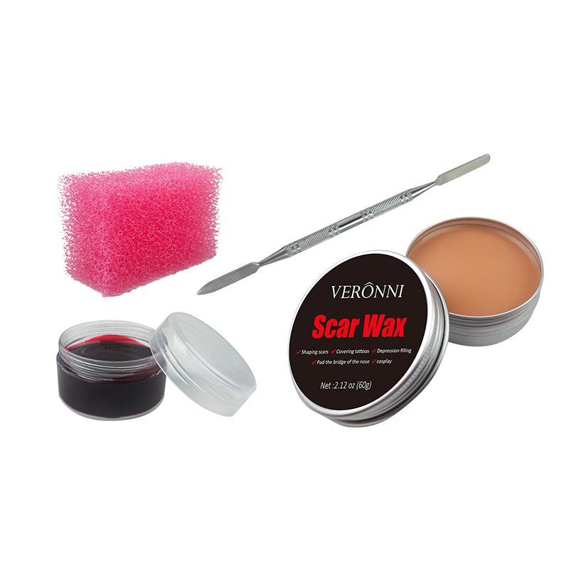 VERONNI Professional Scar Wax for Special Effects Makeup - Realistic Fake Wounds & Cuts for Halloween, Cosplay & Theater - Easy to Apply & Blend SFX Makeup Kit