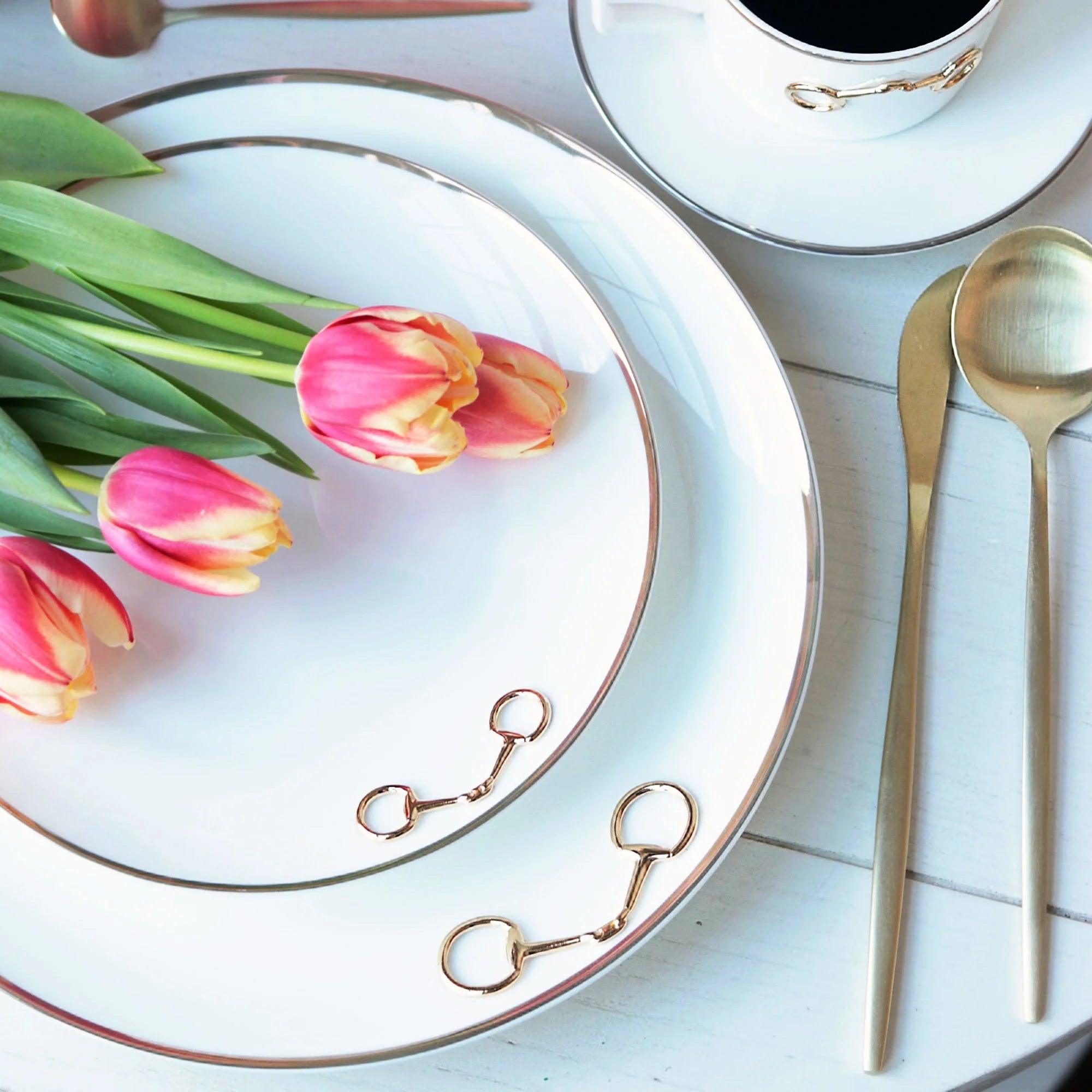 Premium Snaffle Bit Gold Salad Plate - Elegant Dinnerware for Formal Dining, Parties & Special Occasions