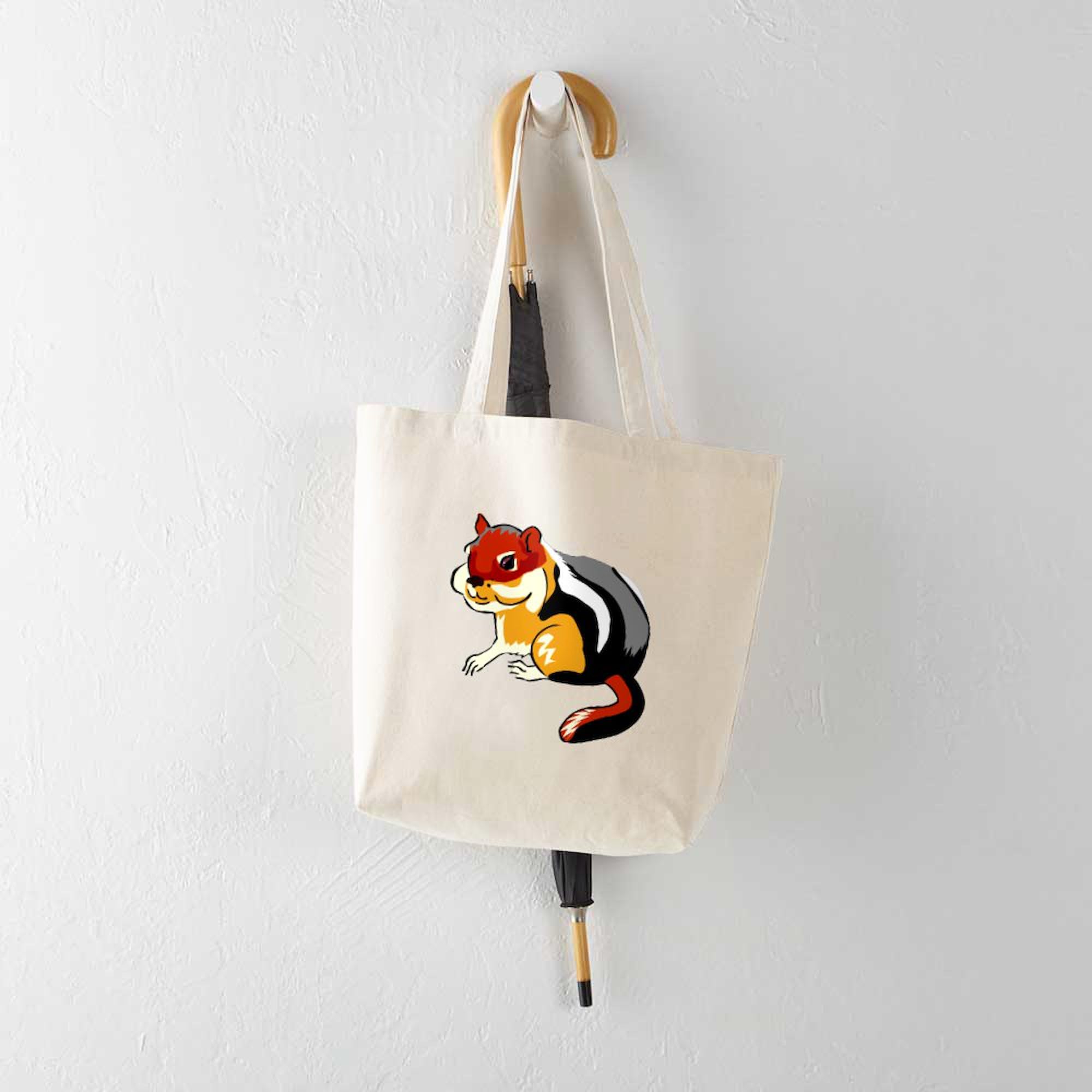 Chubby Lil Chipmunk Canvas Tote Bag - Eco-Friendly Reusable Shopping Bag for Groceries, Beach & Daily Use | Cute Animal Print Natural Cotton Tote