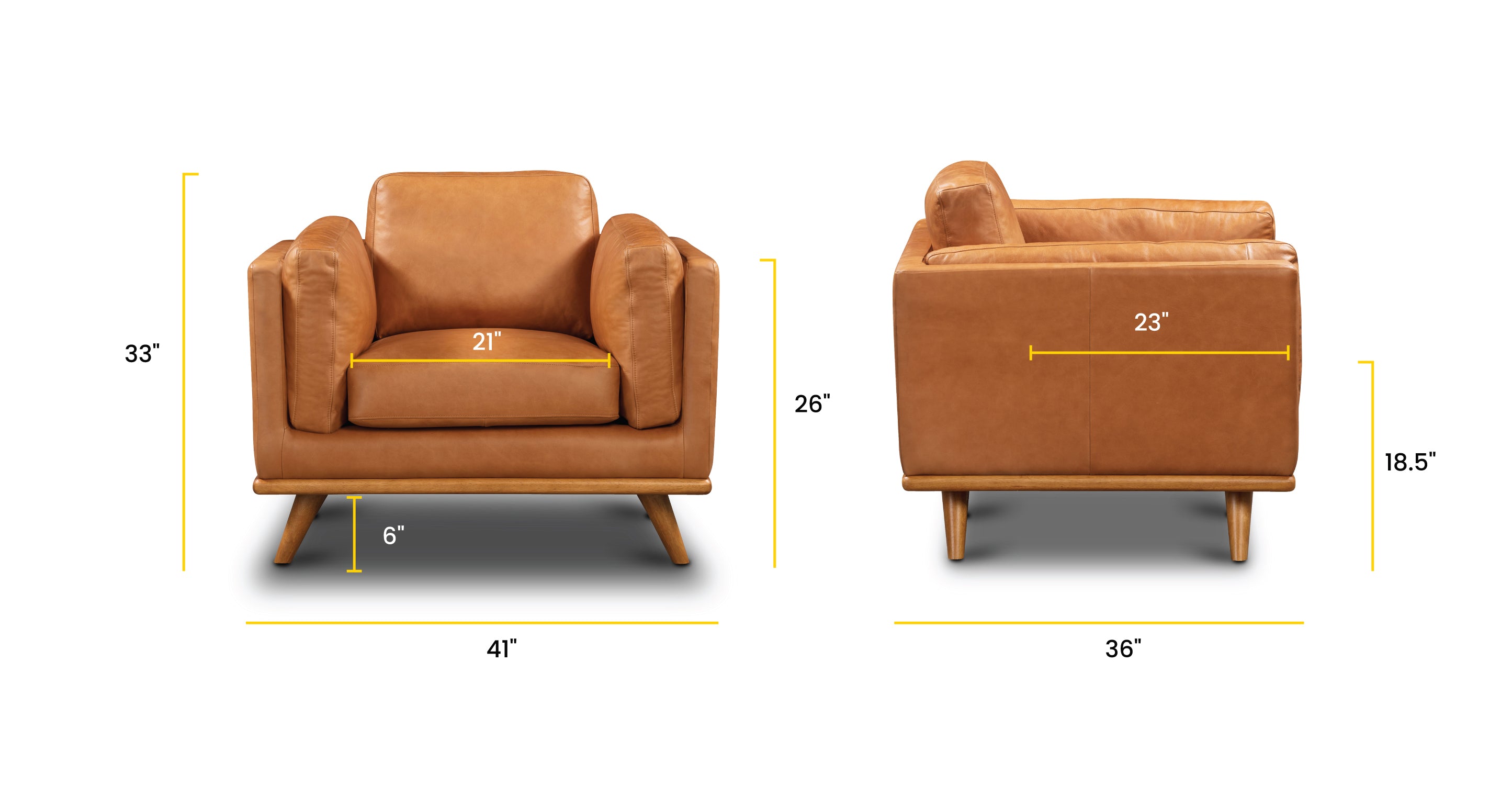 Cadiz Lounge Chair - Modern Accent Chair for Living Room, Bedroom & Office - Comfortable Upholstered Armchair with Wooden Legs - Perfect for Relaxing, Reading & Decorating