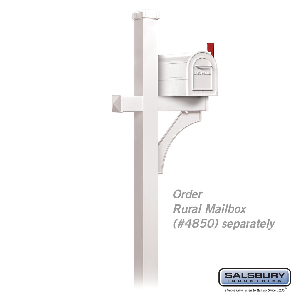 Salsbury Industries 4377WHT White Mailbox Arm Replacement Kit for Deluxe Post - Perfect for Roadside Mailbox Repair & Maintenance