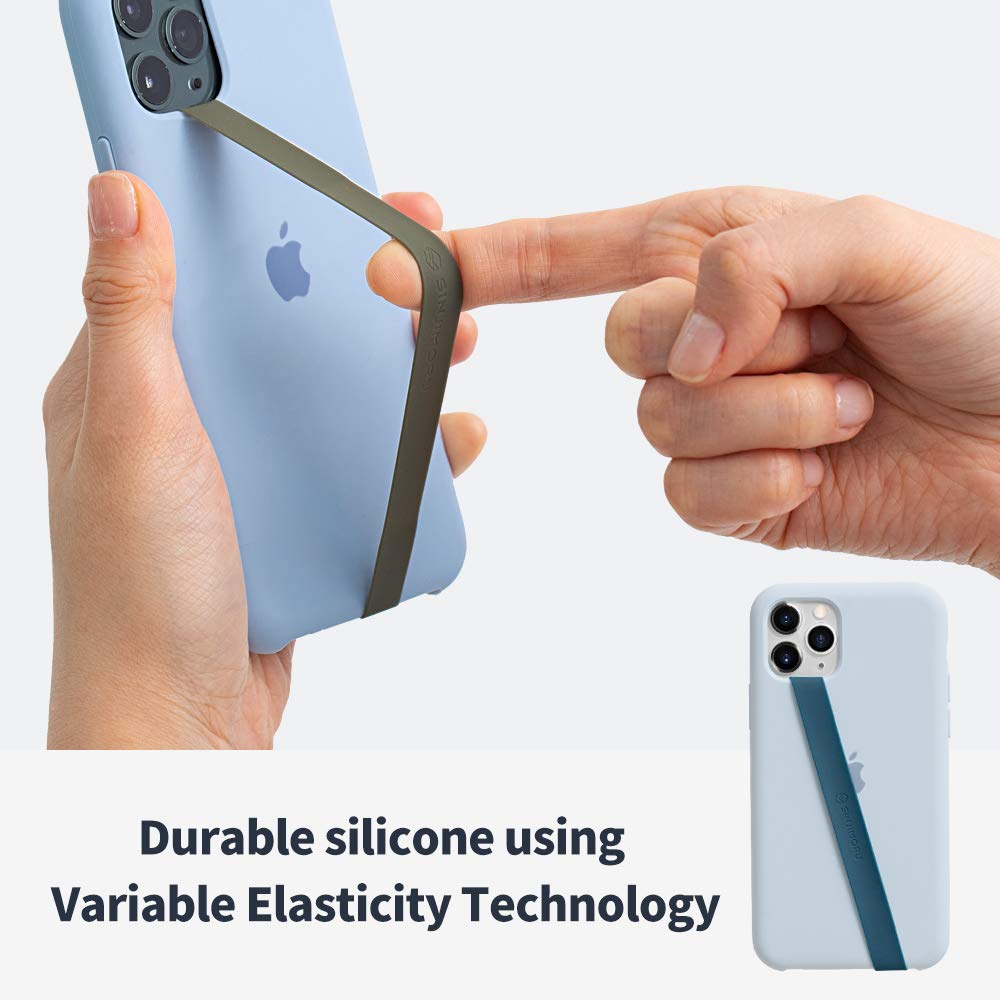 Stretchable Silicone Phone Strap Holder for iPhone & Android - Flexible Elastic Grip with Wireless Charging Support | Secure Finger Loop for Phones, Tablets | Perfect for Gym, Running, Commuting (Blue)