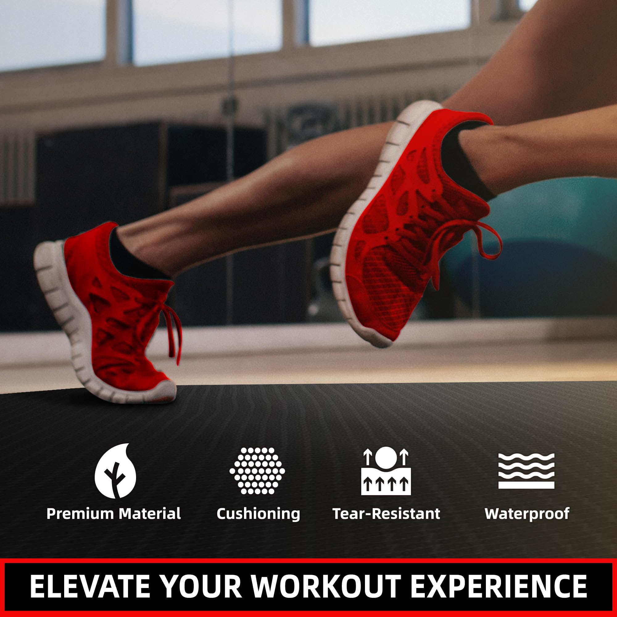 Premium Treadmill Mat for Hardwood Floors & Carpets - 6mm Thick Gym Floor Protector (7'x3'/6'x3'/6'x2.5'/5.6'x2'/4'x2') - Compatible with Peloton Bike, Spin Bike & Elliptical - Ideal for Home Gym, Cardio Workouts & Noise Reduction