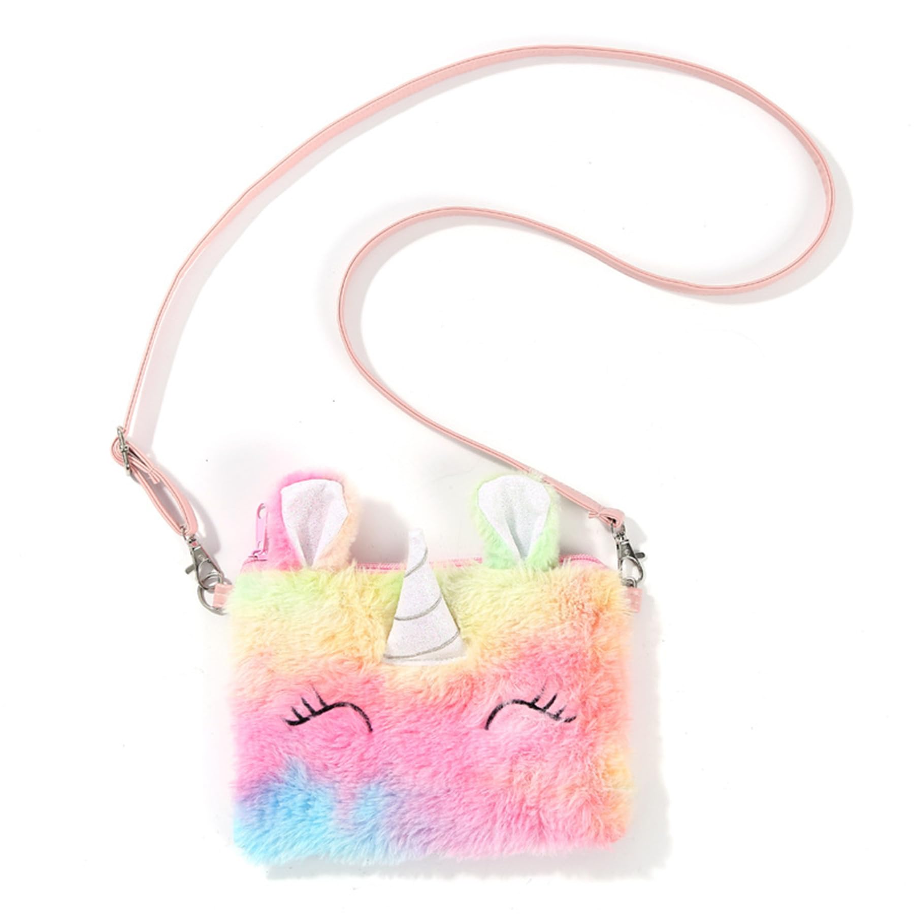 **MINGSEECESS Kids Wallet for Girls - Fluffy Crossbody Purse, Cute Fuzzy Tie-Dye Shoulder Bag with Zipper, Coin Purse for School, Travel & Daily Use**