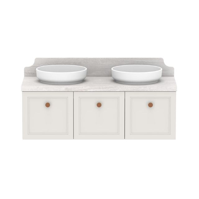 ADP Mabel Wall Mounted Vanity with Cherry Pie Premium Solid Surface Countertop - Modern Bathroom Sink for Small Spaces & Powder Rooms