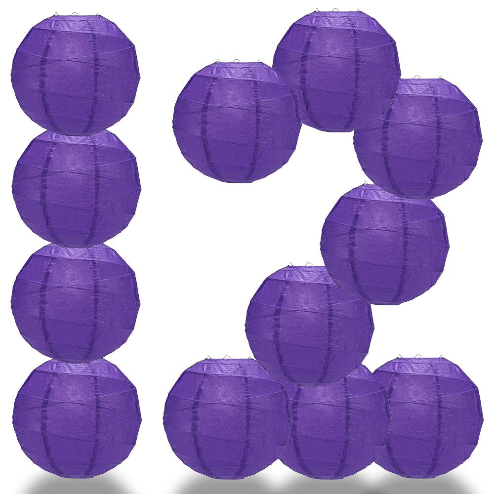 12 Pack 24 Inch Plum Purple Round Paper Lanterns for Party Decorations - Chinese Style Hanging Decor for Weddings, Baby Showers & Home Decoration