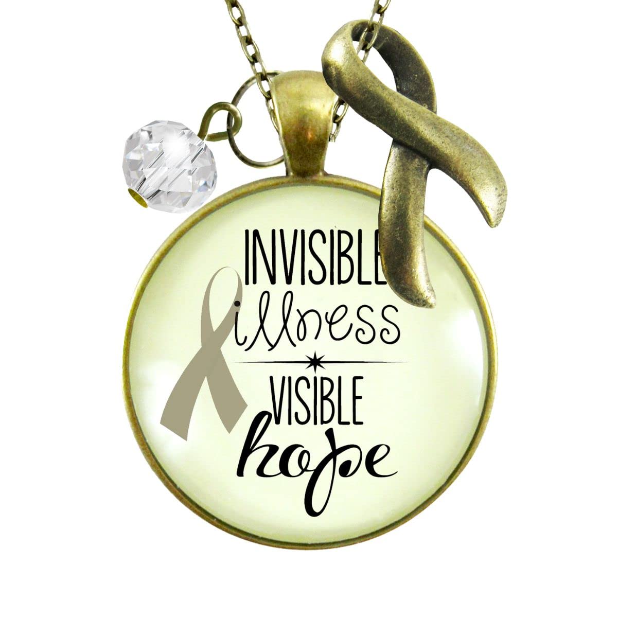 Invisible Illness Awareness Ribbon Necklace - Hope Charm Jewelry 36
