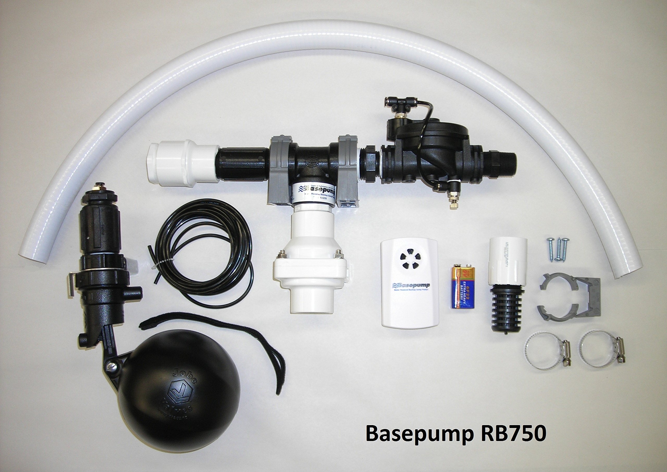 RB750 Water Powered Backup Sump Pump with Alarm - Emergency Basement Flood Prevention System for Homes - Ideal for Power Outages & Sump Pump Failures