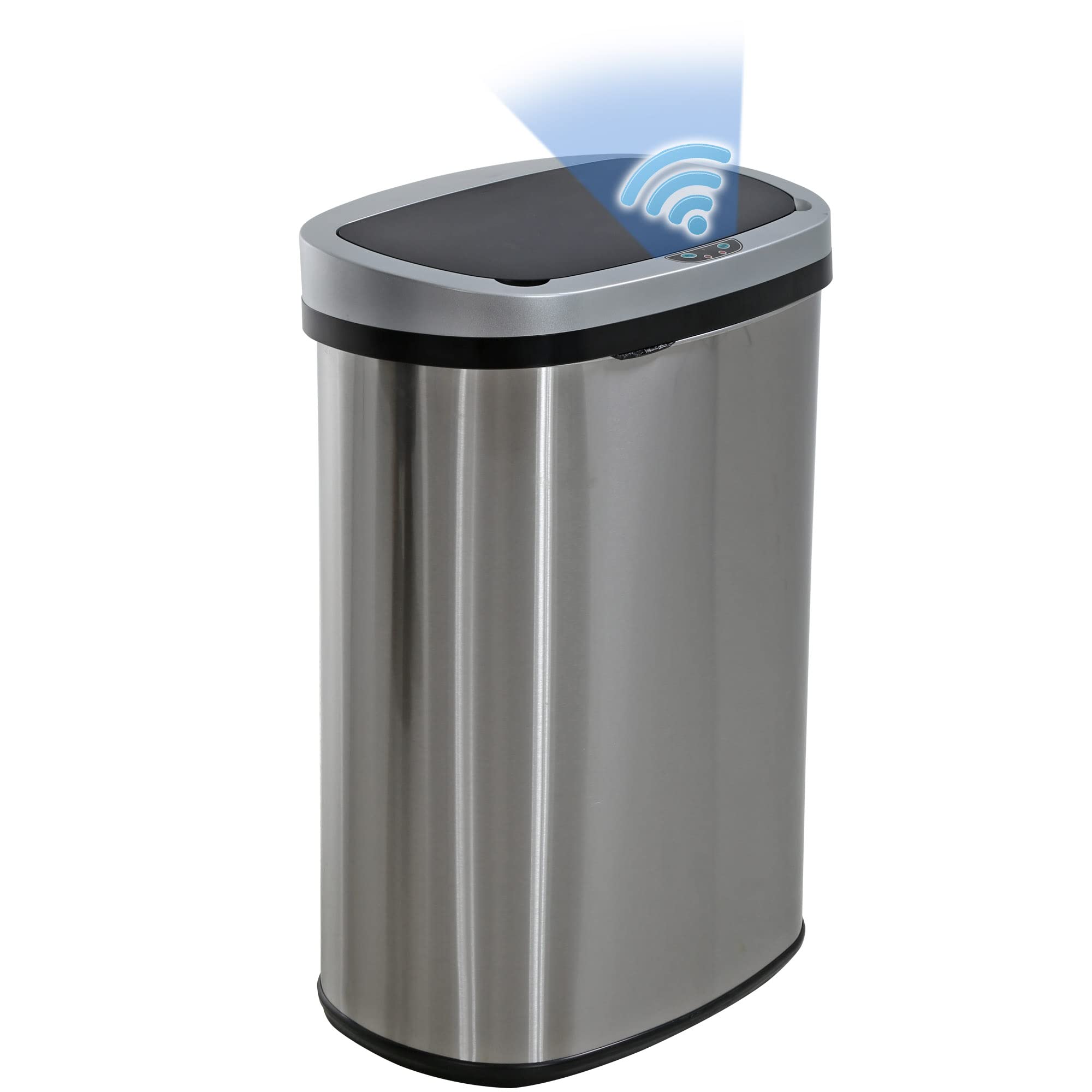 13 Gallon Automatic Touchless Trash Can with Lid - 50L Brushed Stainless Steel Kitchen Garbage Bin for Home, Office, Bathroom & Bedroom | Hands-Free High-Capacity Waste Basket for Easy Disposal & Hygiene