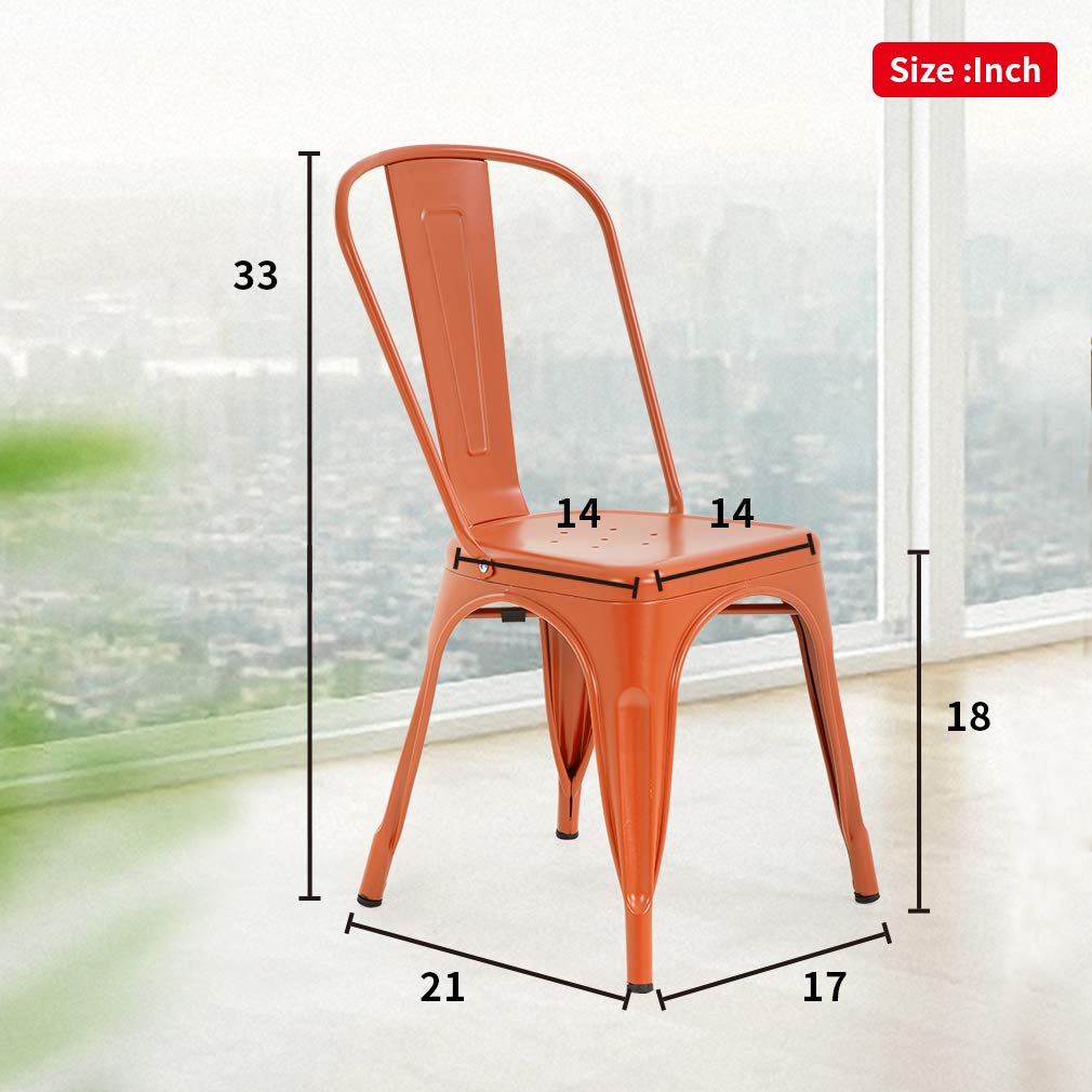 FDW Metal Dining Chairs Set of 4 - Indoor/Outdoor Stackable Patio Chairs with 18