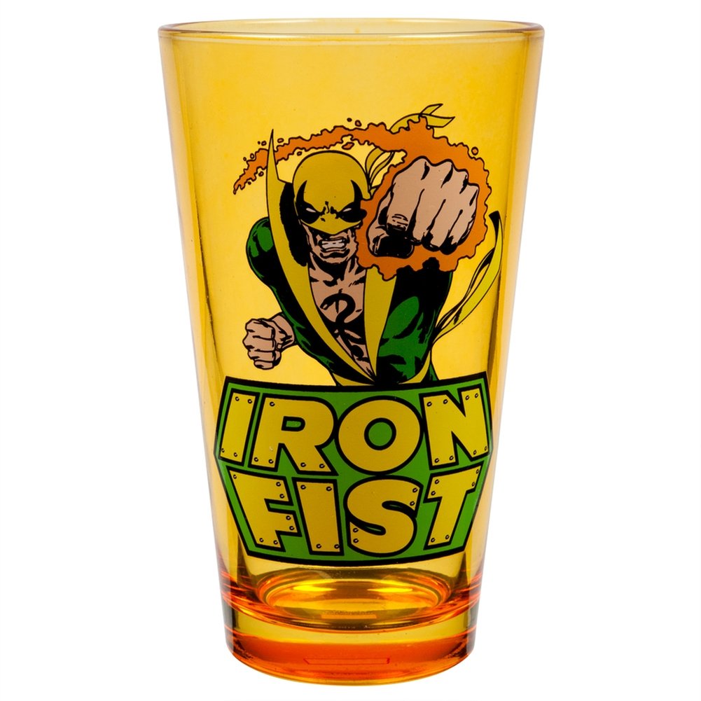 Iron Fist - Flight Attack Pint Glass | 16oz Beer Glass with Cool Superhero Design | Perfect for Superhero Fans, Comic Book Lovers & Beer Enthusiasts | Great for Parties, Gifts & Collectors