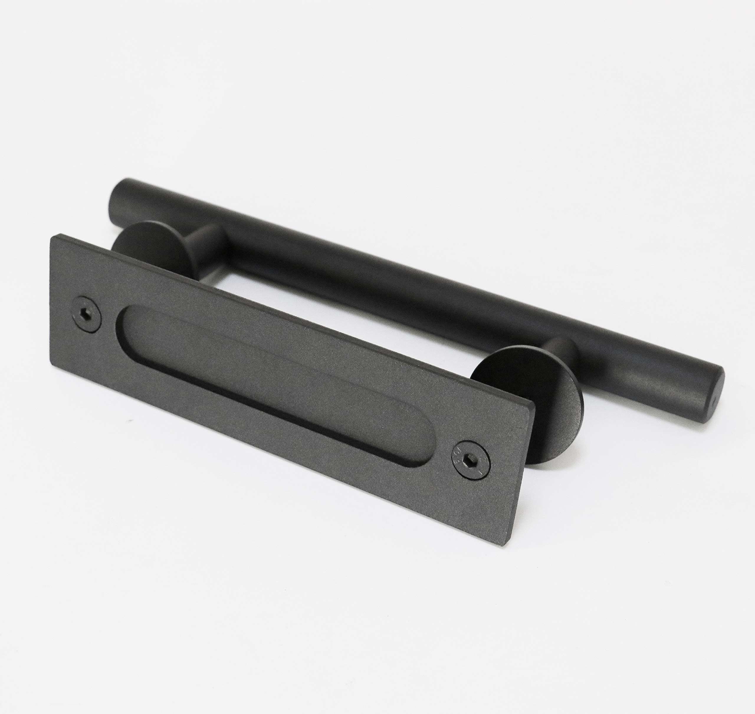Matte Black Sliding Barn Door Handle - Offset Pull for Modern Farmhouse & Rustic Homes | Durable & Stylish for Interior Doors, Closets & Room Dividers