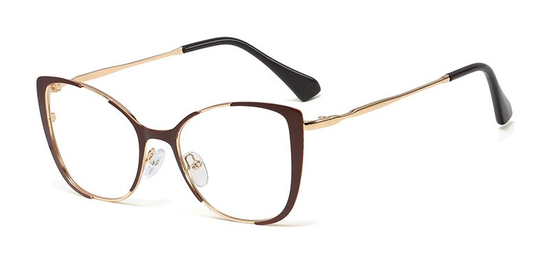 CCspace Unisex Semi-Rim Cat Eye Alloy Frame Eyeglasses 45955 - Stylish & Lightweight for Work, Reading, and Fashion Accessories