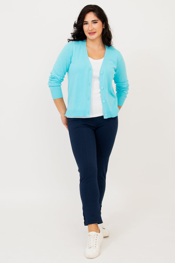 Jessica Women's Turquoise Cotton Sweater - Soft & Comfortable Pullover for Casual Wear, Office & Fall Outfits