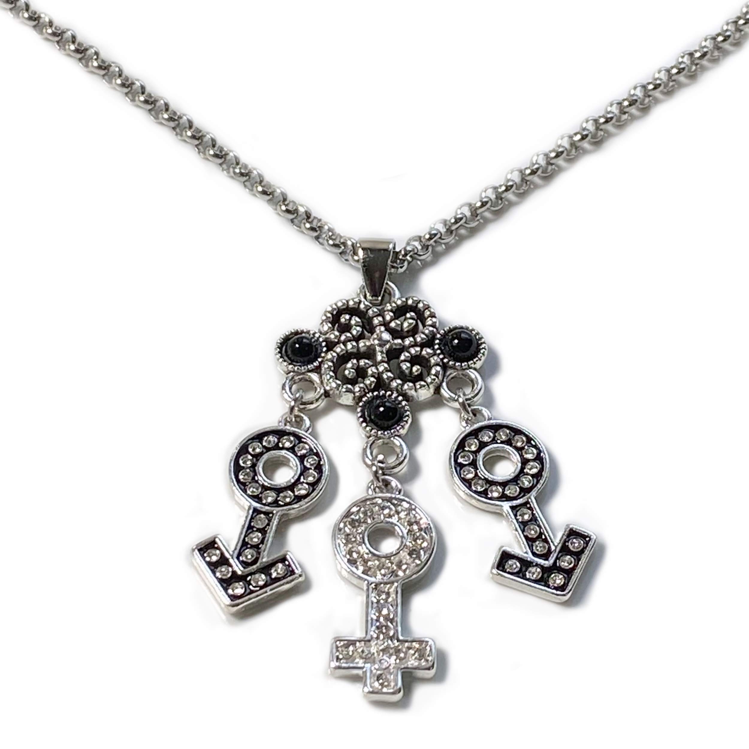 Hotwife MFM Symbol Jewelry Set - Queen, Hot Wife, Vixen Necklace, Anklet & Bracelet for Couples | Queen of Spades, BBC, QOS, Swinger & Threesome Accessories | Perfect for Lifestyle Events, Parties & Intimate Occasions