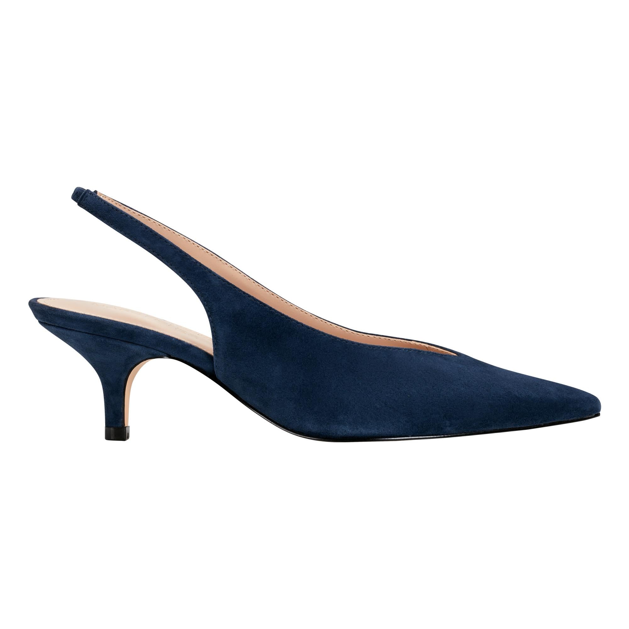 Marc Fisher Women's Labela Blue M Suede Ankle Boots - Comfortable Mid Heel Shoes for Work, Date Night & Fall Fashion