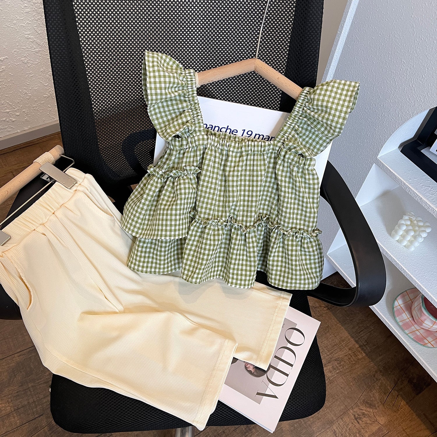 2024 New Girls Summer Plaid Suspenders Two-Piece Outfit Set - Cute & Stylish Matching Outfit for School, Playdates & Summer Adventures