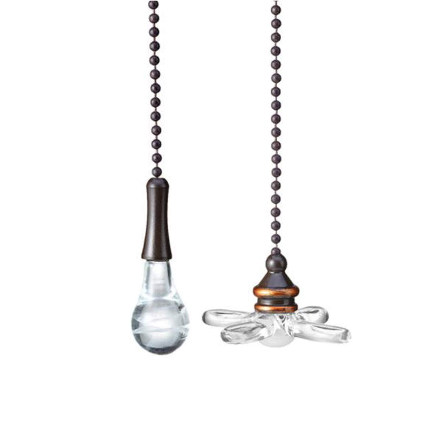 TWDRTDD 6 Inch Ceiling Fan Pull Chain with Copper Beaded Ball - 2 Pack 3mm Diameter ORB Style Fan Pulls Set with Connector - Perfect for Bedroom, Living Room & Outdoor Ceiling Fan Replacement