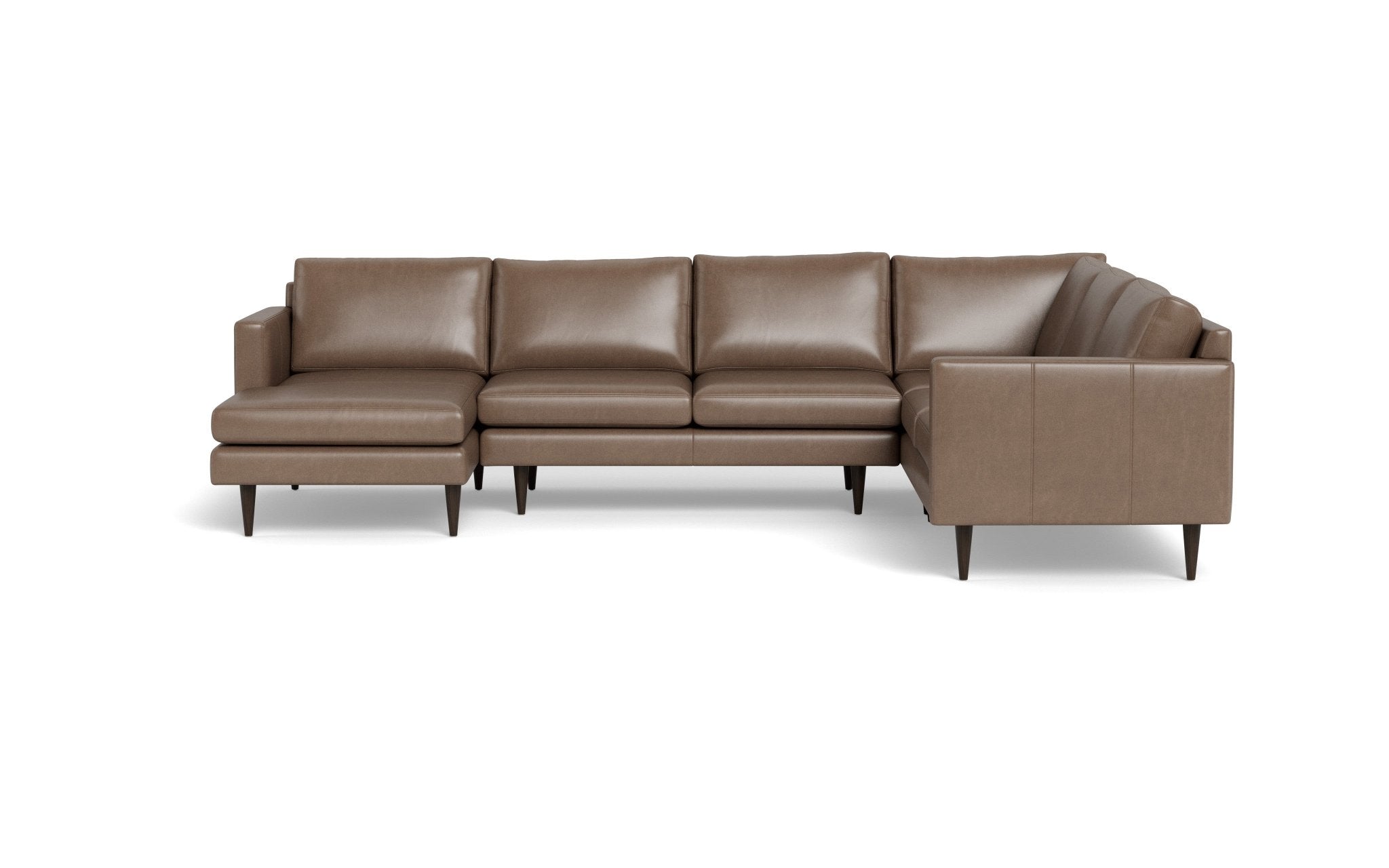 Wallace 131 Genuine Leather Left Chaise Sectional Sofa - Modern Untufted Corner Couch for Living Room, Lounge & Family Room