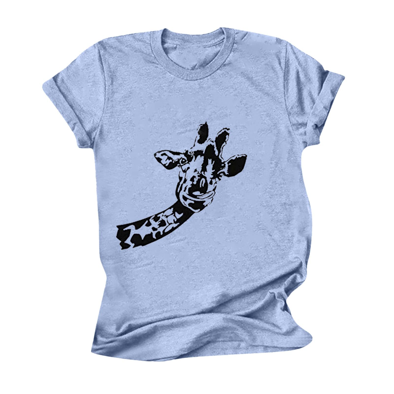 Funny Candy Elk Print Women's Short Sleeve Graphic T-Shirt - Summer Round Neck Blouse & Plus Size Tops for Casual Wear, Outfits & Vacation