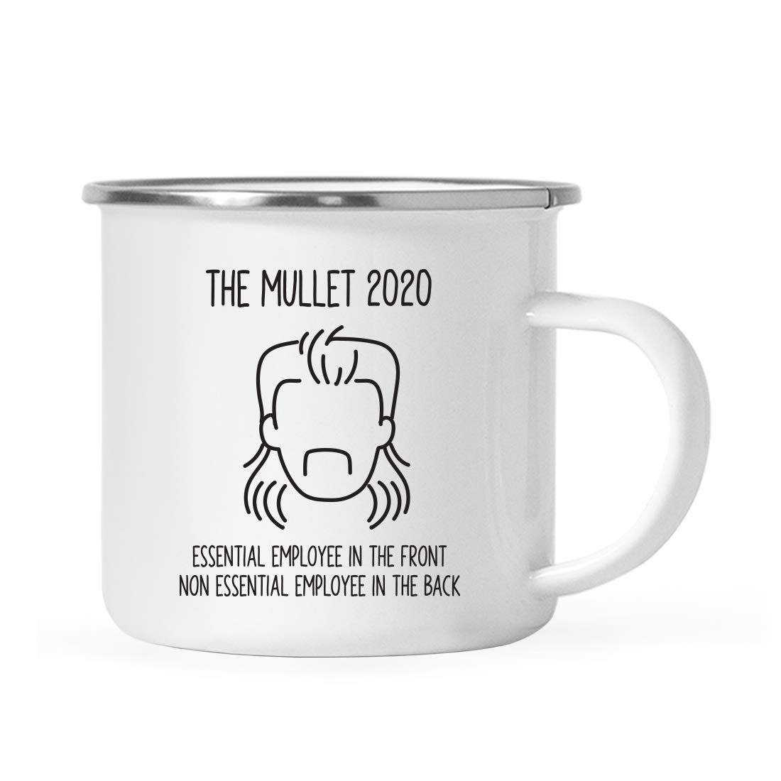 Funny Social Distancing 11oz Stainless Steel Campfire Coffee Mug - 'The Mullet 2025 Essential Employee' Design - Perfect for Outdoor Camping, Office Gifts & Pandemic Humor (1 Pack)