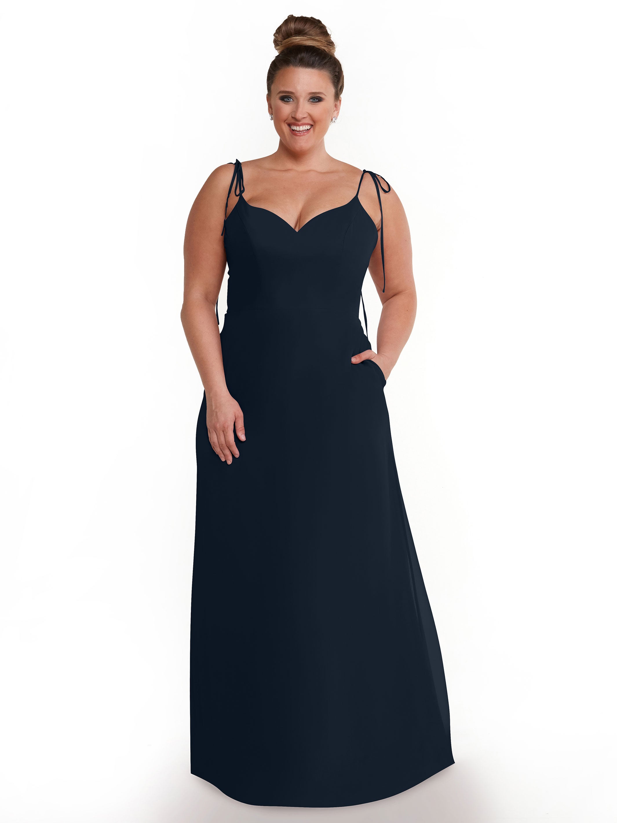 Elegant 80144 Chiffon A-Line Bridesmaid Dress with V-Neck & Spaghetti Straps - Perfect for Weddings, Formal Events & Special Occasions